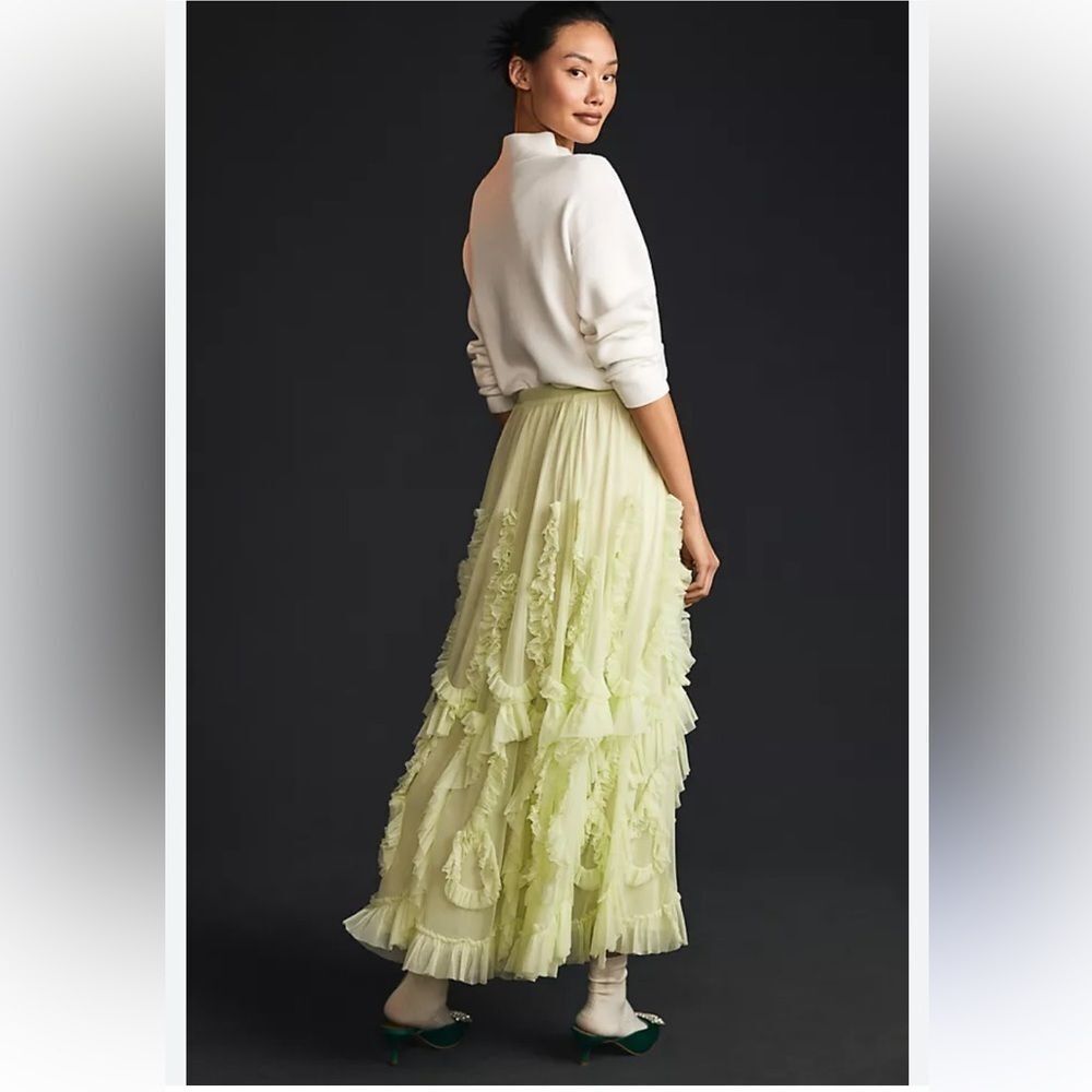 By Anthropologie Ruffled Tulle Skirt Size XXS